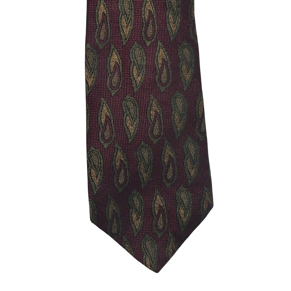 Ferrell Reed Anderson & Ernami Mens Silk Tie Burgundy Gold Paisley Swiss Made
